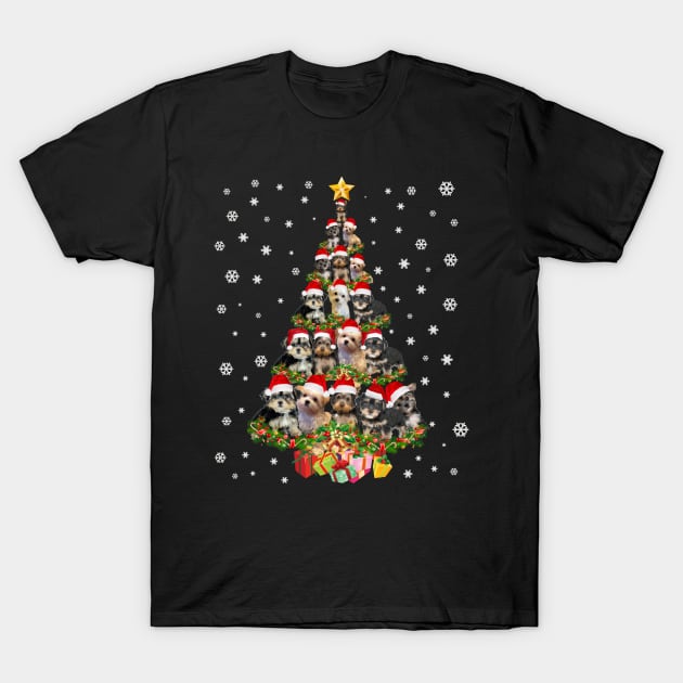 Cute Morkie dog Christmas Tree gift decor Xmas tree T-Shirt by schaefersialice